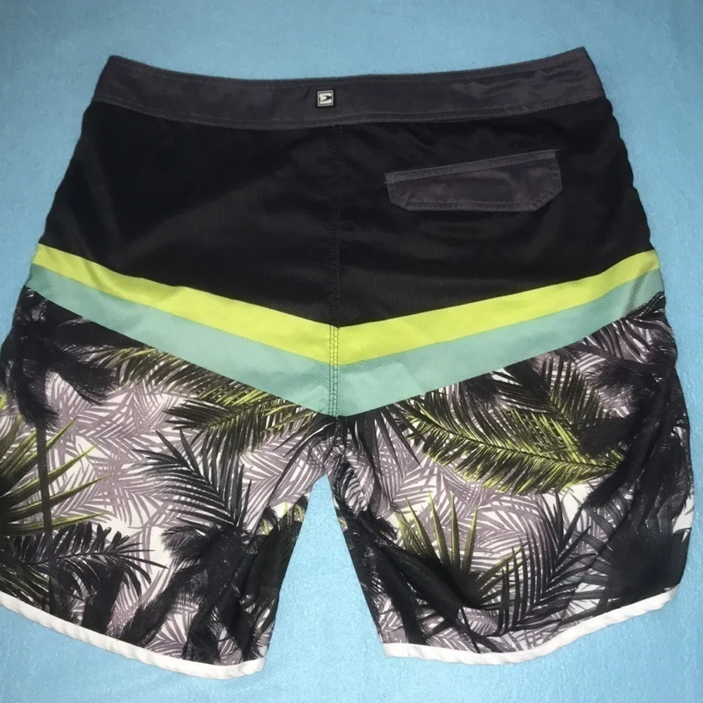 DRIPT swimsuit palm print neon chevron stripes drawstring velcro closure size 46